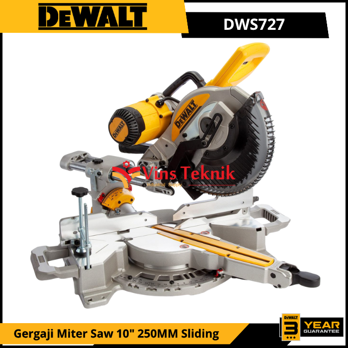 DEWALT DWS727 Mesin Gergaji Kayu Alumunium Mitre Miter Saw Sliding Double Bevel 10" 250MM DWS 727
