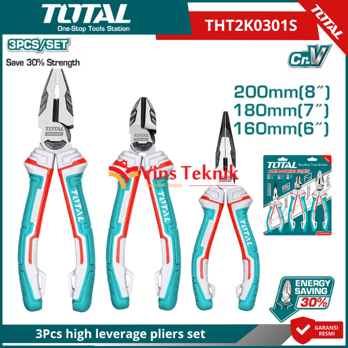 3 Pcs Set Tang Listrik Cr-V TOTAL THT2K0302