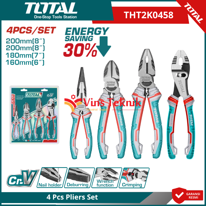 3 Pcs Set Tang Listrik Cr-V TOTAL THT2K0302