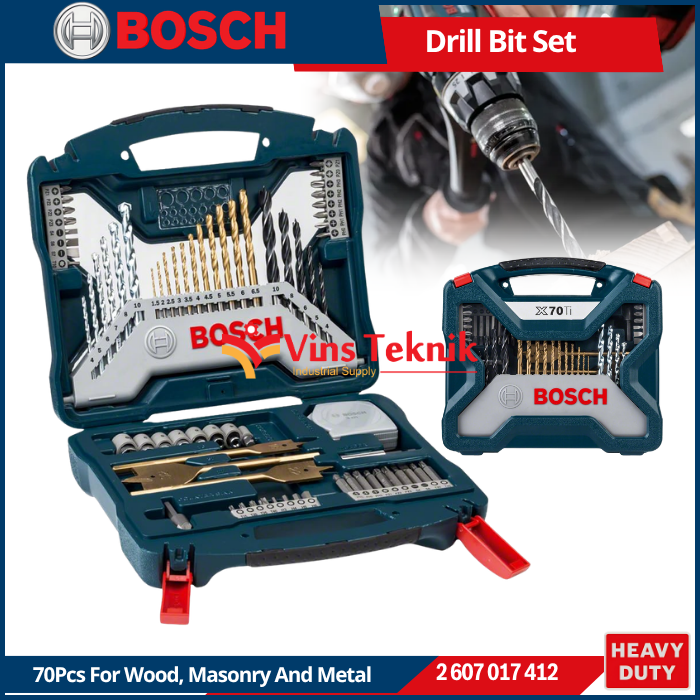 BOSCH Mata Bor & Obeng Set X-Line 70Pcs For Wood, Masonry And Metal 2607017412