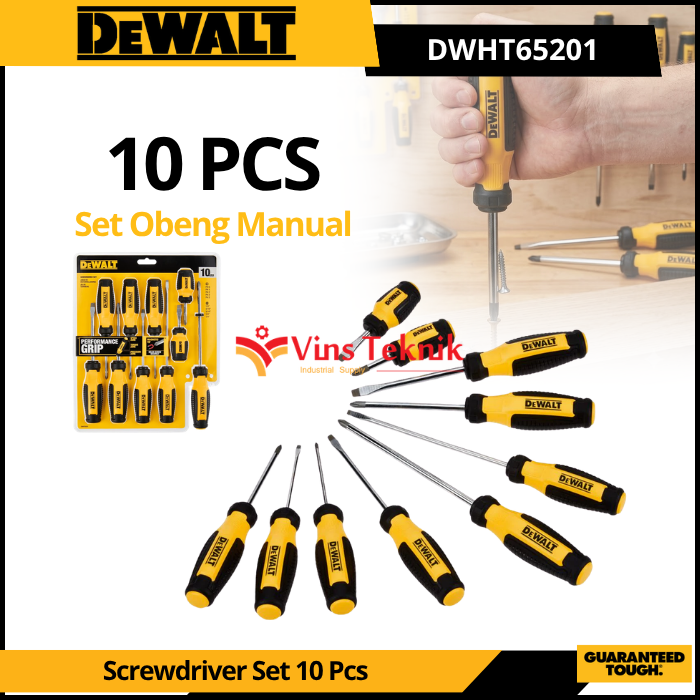 DEWALT DWHT65201 Obeng Set 10Pcs Screwdriver Set With Magnetic Tip 10 Pcs DWHT 65201