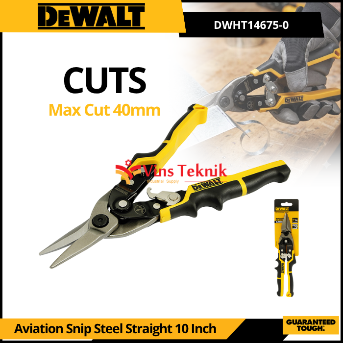 DEWALT DWHT14675-0 Gunting Plat Lurus Ergo Aviation Snip Steel Straight 10" 40mm DWHT 14675 0