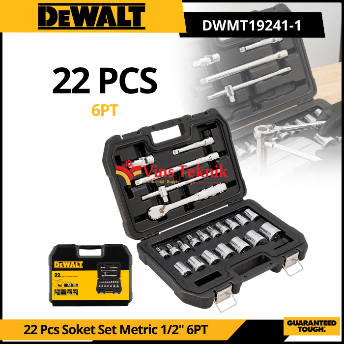 DEWALT DWMT19241-1 Socket Set Rachet Soket Set Metric 22 Pcs 1/2" 6PT DWMT 19241 1