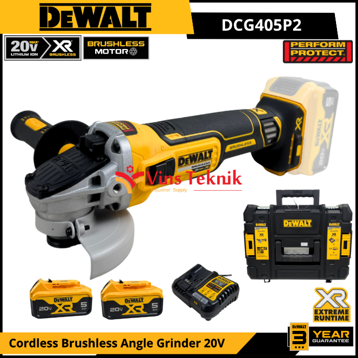 DEWALT DCG405 N/P2 Mesin Gerinda Baterai Cordless Brushless Angle Grinder 4" 100MM 20V DCG405N DCG405P2