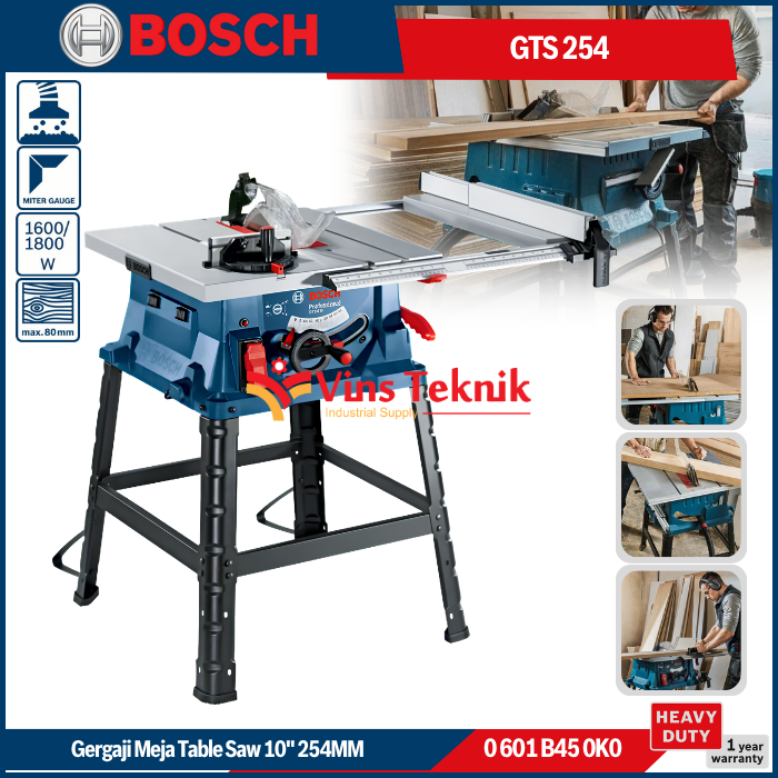 BOSCH GTS 254 Mesin Gergaji Meja Potong Table Saw TableSaw 10" 254MM 1800Watt GTS254