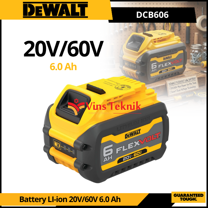 DEWALT DCB606 Baterai Cordless Battery LI-ion 20V/60V 6.0AH DCB 606