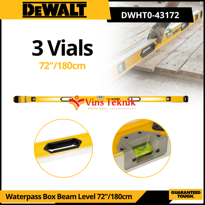 DEWALT DWHT0-43172 Pengukur Kemiringan Waterpas Waterpass Box Beam Level 72"/180cm DWHT0 43172