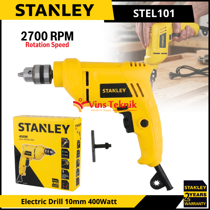 STANLEY STEL101 Mesin Bor Listrik Besi Kayu Electric Drill 10mm 400Watt STEL 101