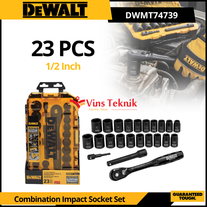 DEWALT DWMT74739 Mata Socket Set Combination Impact Socket Set 23pcs 1/2" DWMT 74739