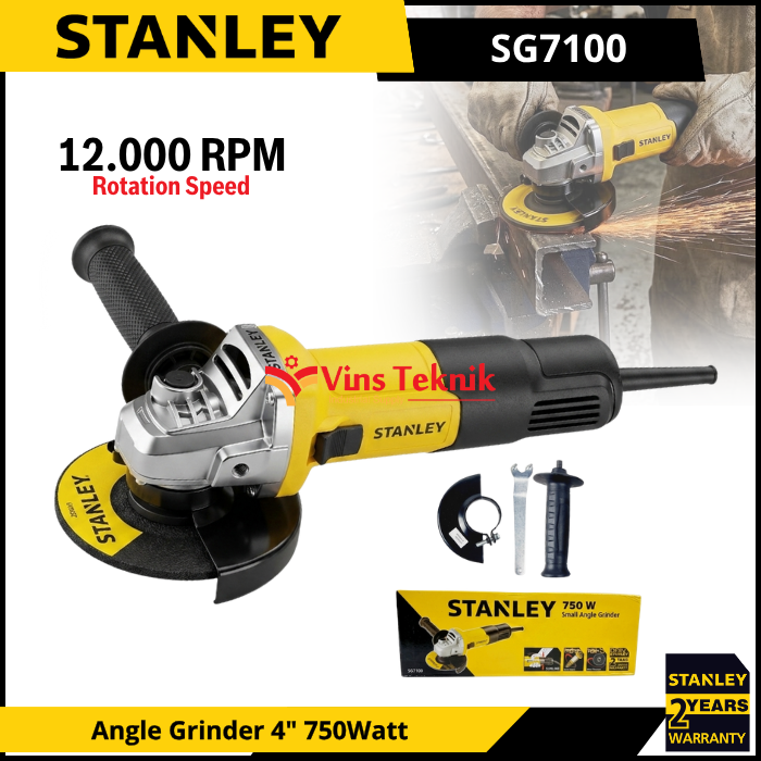 STANLEY SG7100 Mesin Gerinda Listrik Angle Grinder 4" 100MM 750Watt SG 7100