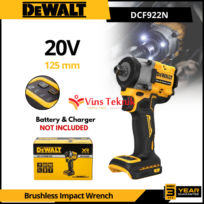 DEWALT DCF922N Mesin Pembuka Baut Baterai Cordless Brushless Impact Wrench 1/2" 20V DCF922 N