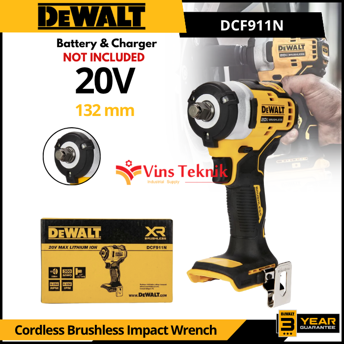 DEWALT DCF911N Mesin Pembuka Baut Baterai Cordless Brushless Impact Wrench 1/2" 20V DCF911 N