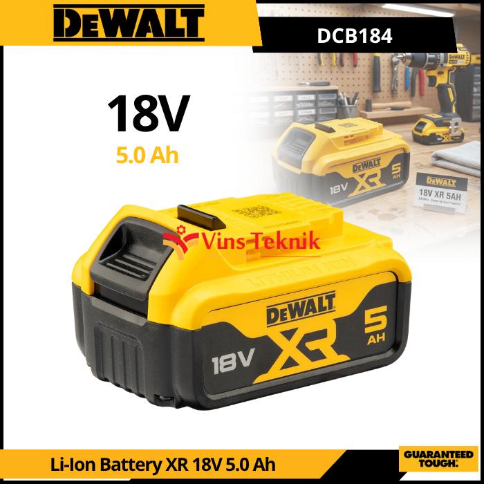 DEWALT DCB184 Baterai Cordless Battery LI-ion 20V 5.0AH DCB 184