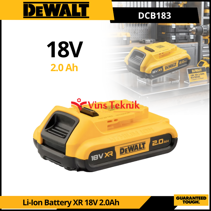 DEWALT DCB183 Baterai Cordless Battery LI-ion 20V 2.0AH DCB 183