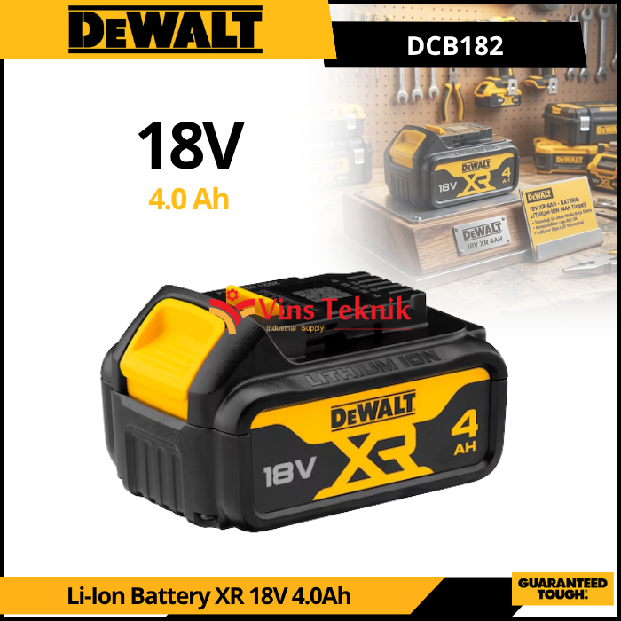 DEWALT DCB182 Baterai Cordless Battery LI-ion 20V 4.0AH DCB 182