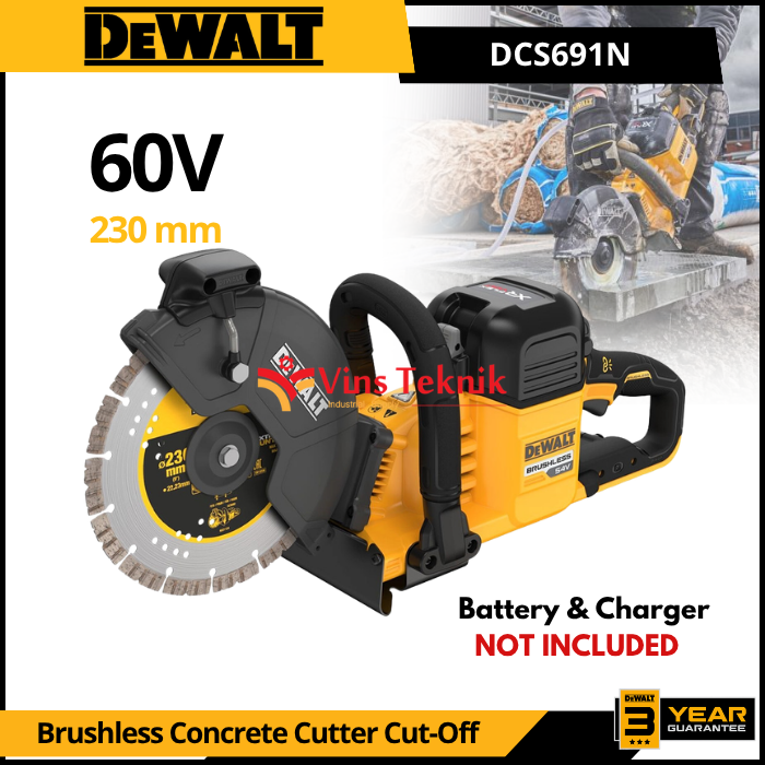 DEWALT DCS691N Mesin Potong Belah Besi Beton Baterai Cordless Brushless Concrete Cutter Cut-Off 60V Max 230mm 9" DCS691 N