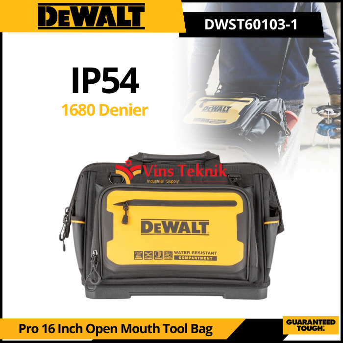 DEWALT DWST60103-1 Tas Alat Perkakas ToolBag Pro Open Mouth Tool Bag 16 Inch DWST 60103 1
