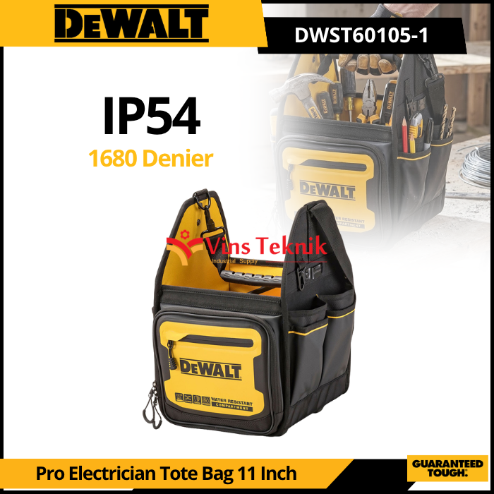 DEWALT DWST60105-1 Tas Alat Perkakas ToolBag Pro Electrician Tote Bag 11" DWST 60105-1