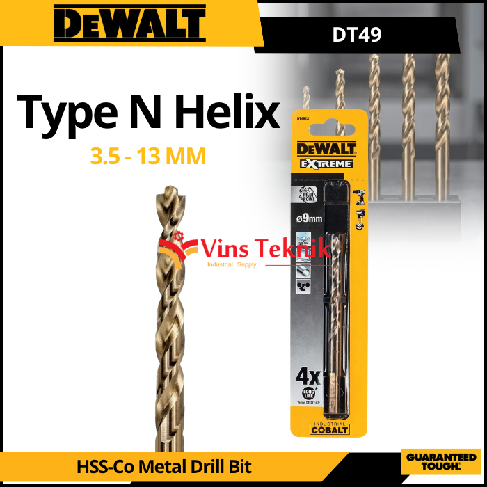 DEWALT Mata Bor Besi HSS-Co Industrial Cobalt Metal Drill Bit 3.5 - 13 MM